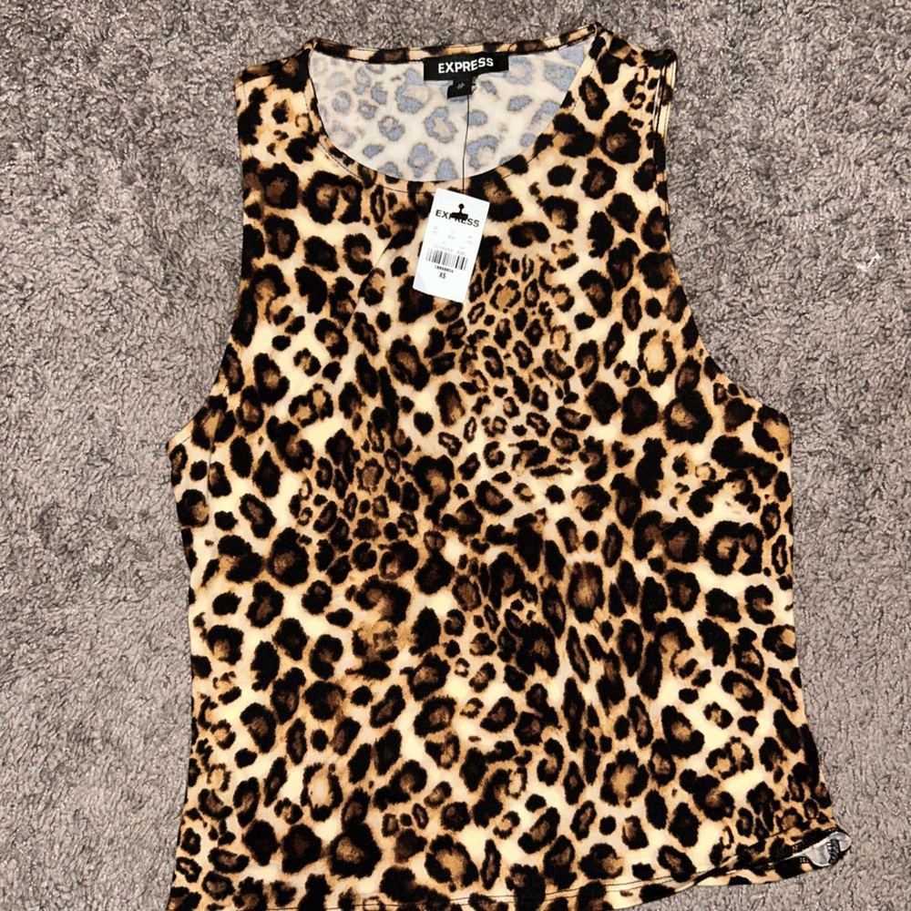Tan Leopard Print Sleeveless Tank Top